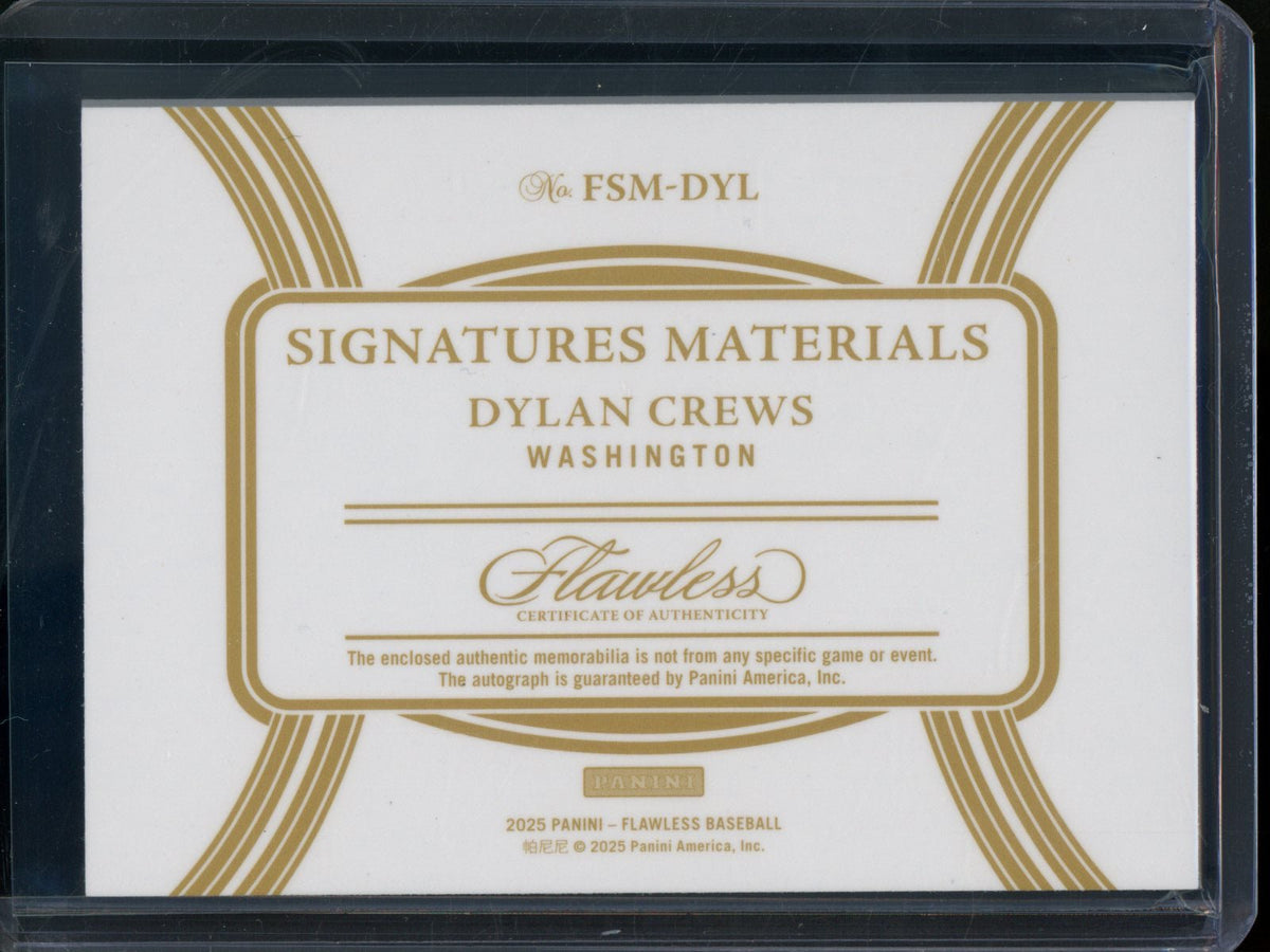 2025 Panini Flawless Dylan Crews Rookie RC Patch Autograph Sapphire /15 Nationals - Trading Card Market