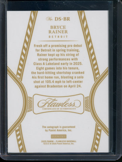 2025 Panini Flawless Bryce Rainer Autograph /20 Tigers