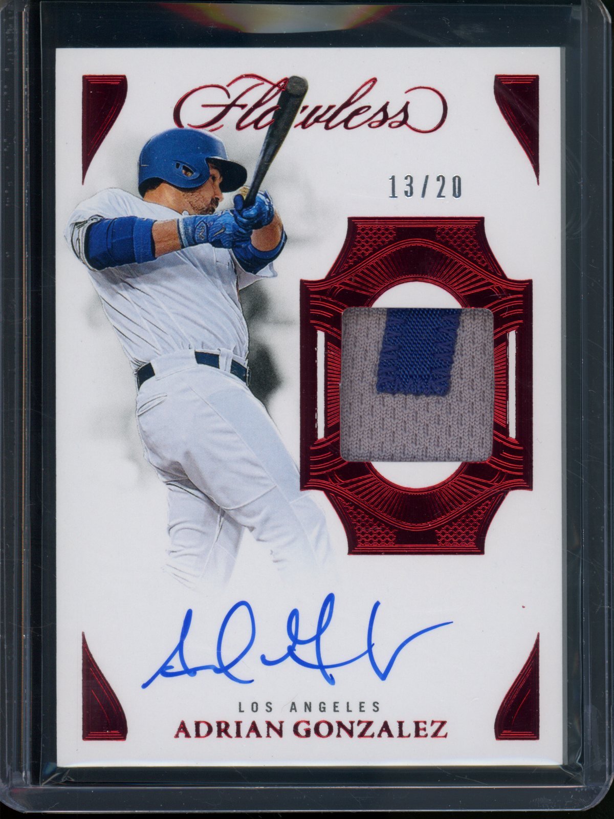 2025 Panini Flawless Adrian Gonzalez Jersey Relic Patch Autograph Ruby /20 Dodgers