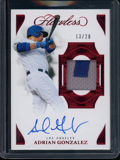 2025 Panini Flawless Adrian Gonzalez Jersey Relic Patch Autograph Ruby /20 Dodgers