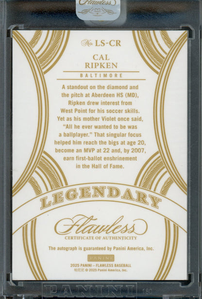 2025 Panini Flawless Cal Ripken Legendary Autograph Encased /20 Orioles - Trading Card Market
