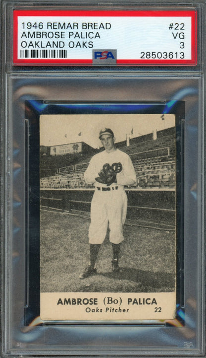 1946 Remar Bread Ambrose Palica #22 PSA 3 Oakland Oaks - Trading Card Market