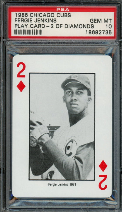 1985 Playing Cards Fergie Jenkins 2 of Diamonds PSA 10 Cubs - Trading Card Market