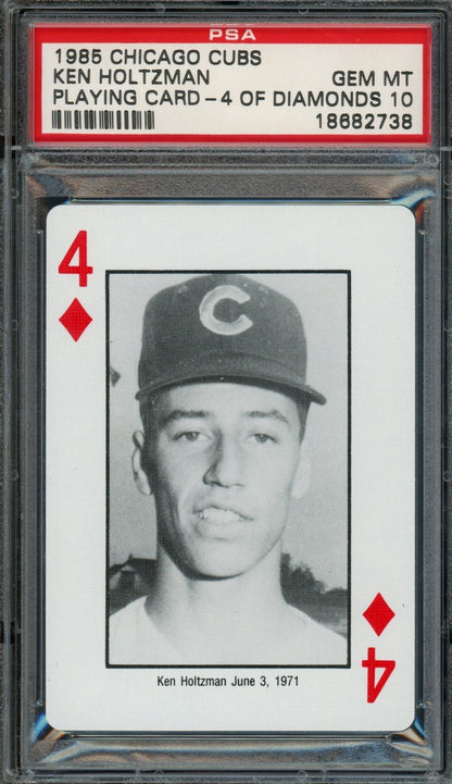 1985 Playing Cards Ken Holtzman 4 of Diamonds PSA 10 Cubs - Trading Card Market