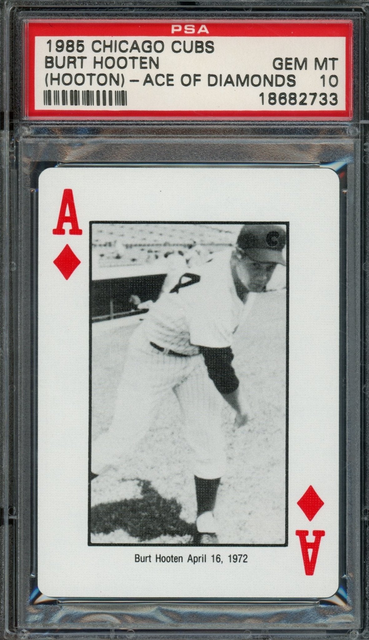 1985 Playing Cards Burt Hooten Ace of Diamonds PSA 10 Cubs - Trading Card Market