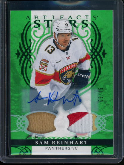2026/27 Upper Deck Artifacts Sam Reinhart Rookie RC Material Emerald Autograph /15 Panthers - Trading Card Market