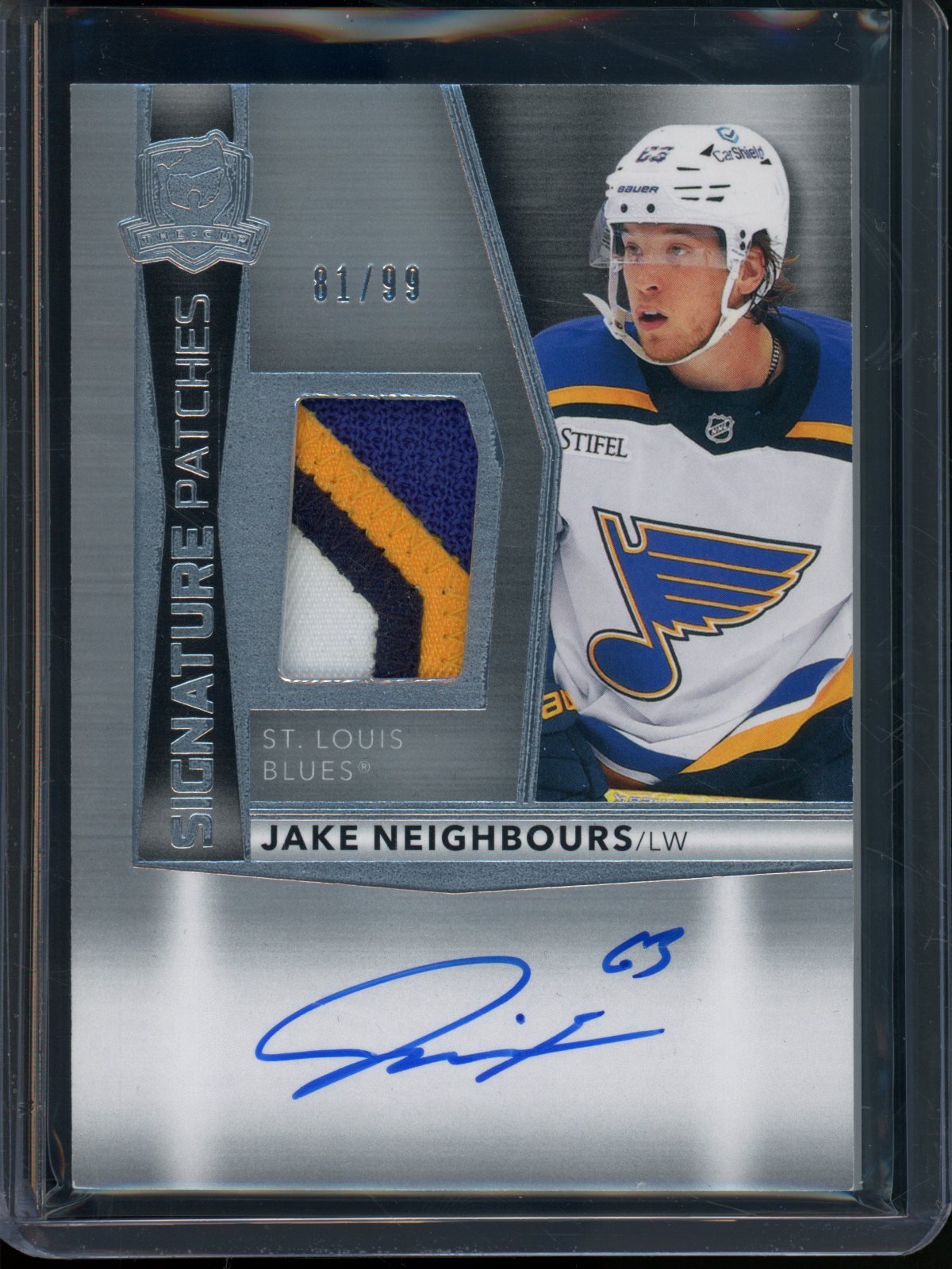 2024/25 Upper Deck The Cup Jake Neighbours Signature Patches Jersey Relic /99 Blues - Trading Card Market