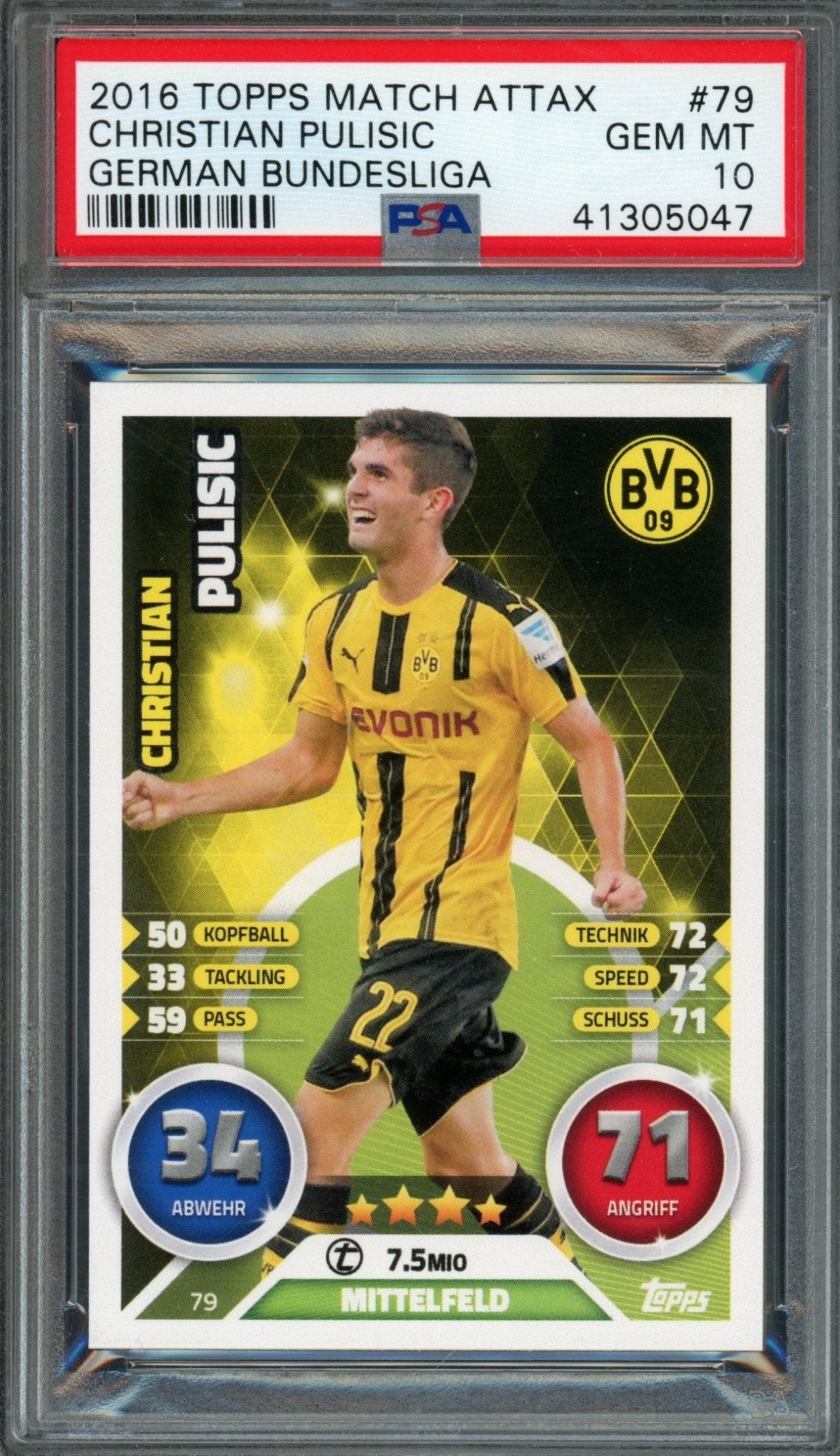2016/17 Topps Match Attax Christian Pulisic Rookie RC #79 PSA 10 BVB - Trading Card Market