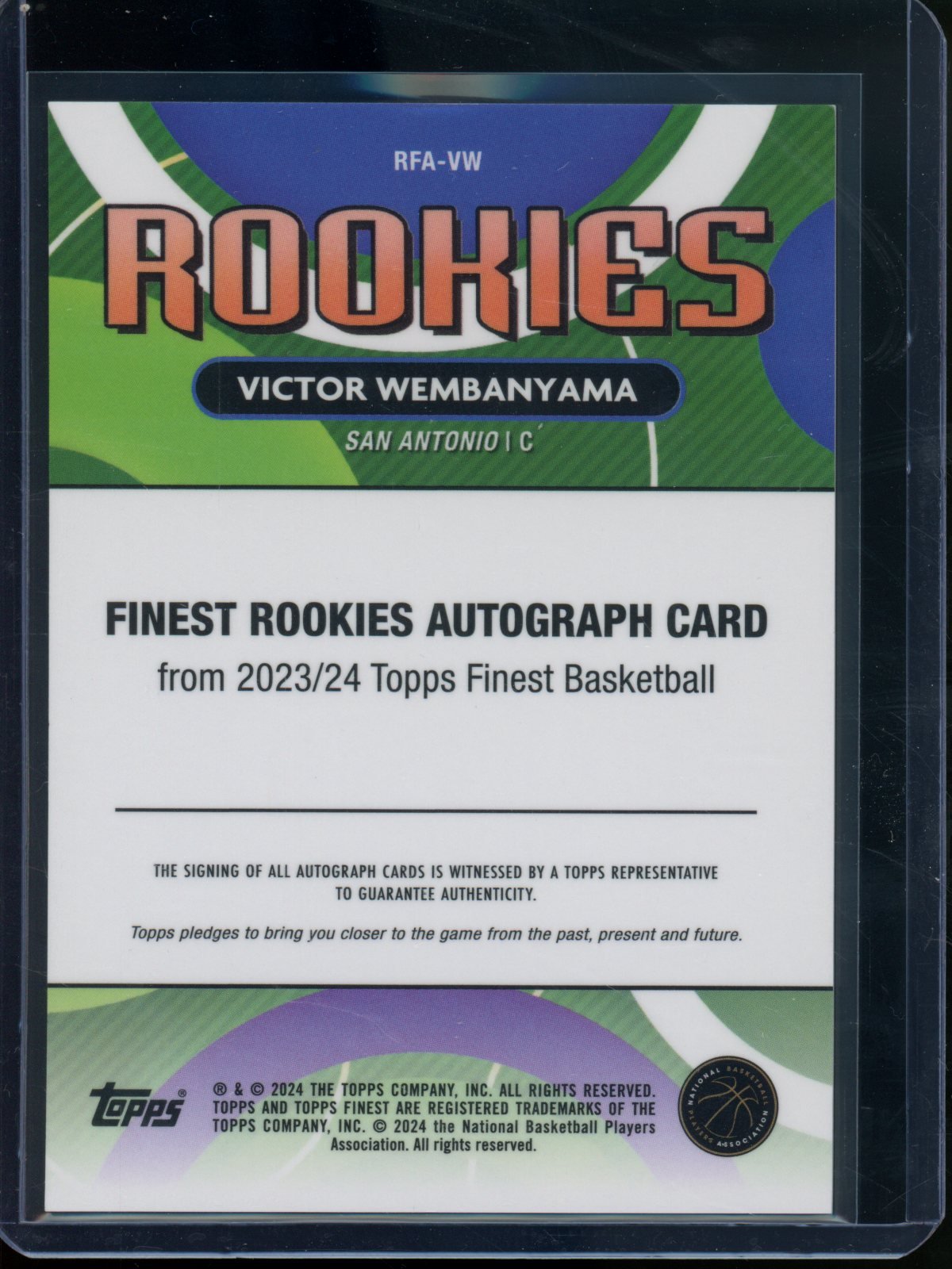 2023/24 Topps Finest Victor Wembanyama Finest Rookies RC Autograph #RFA-VW Spurs - Trading Card Market
