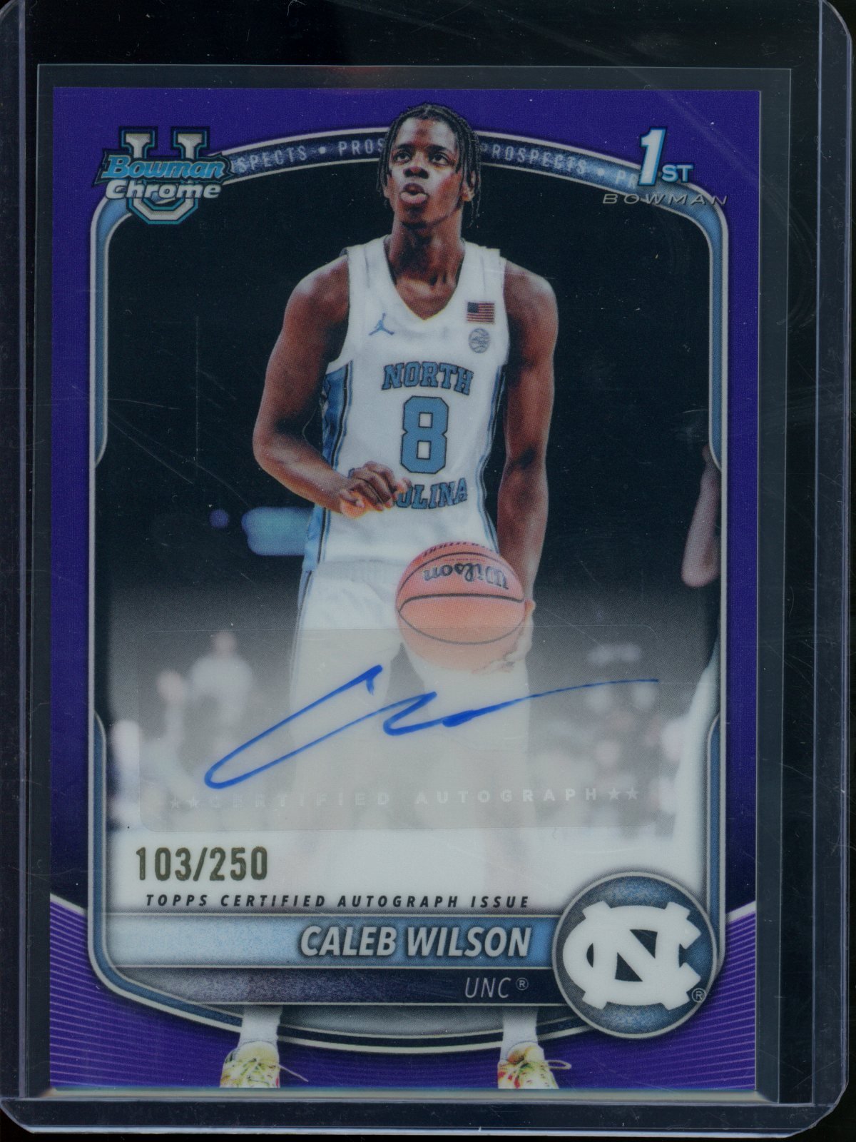2025/26 Bowman Chrome Caleb Wilson 1st Purple Refractor Autograph /250 UNC / Bulls (B) - Trading Card Market