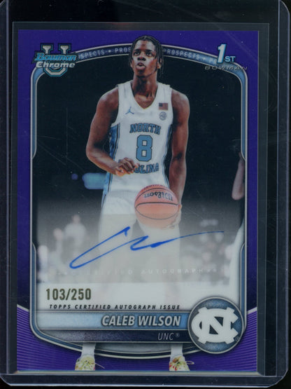 2025/26 Bowman Chrome Caleb Wilson 1st Purple Refractor Autograph /250 UNC / Bulls (B) - Trading Card Market
