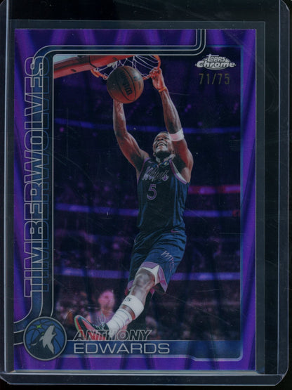 2025/26 Topps Chrome Anthony Edwards Purple Raywave Refractor /75 Timberwolves