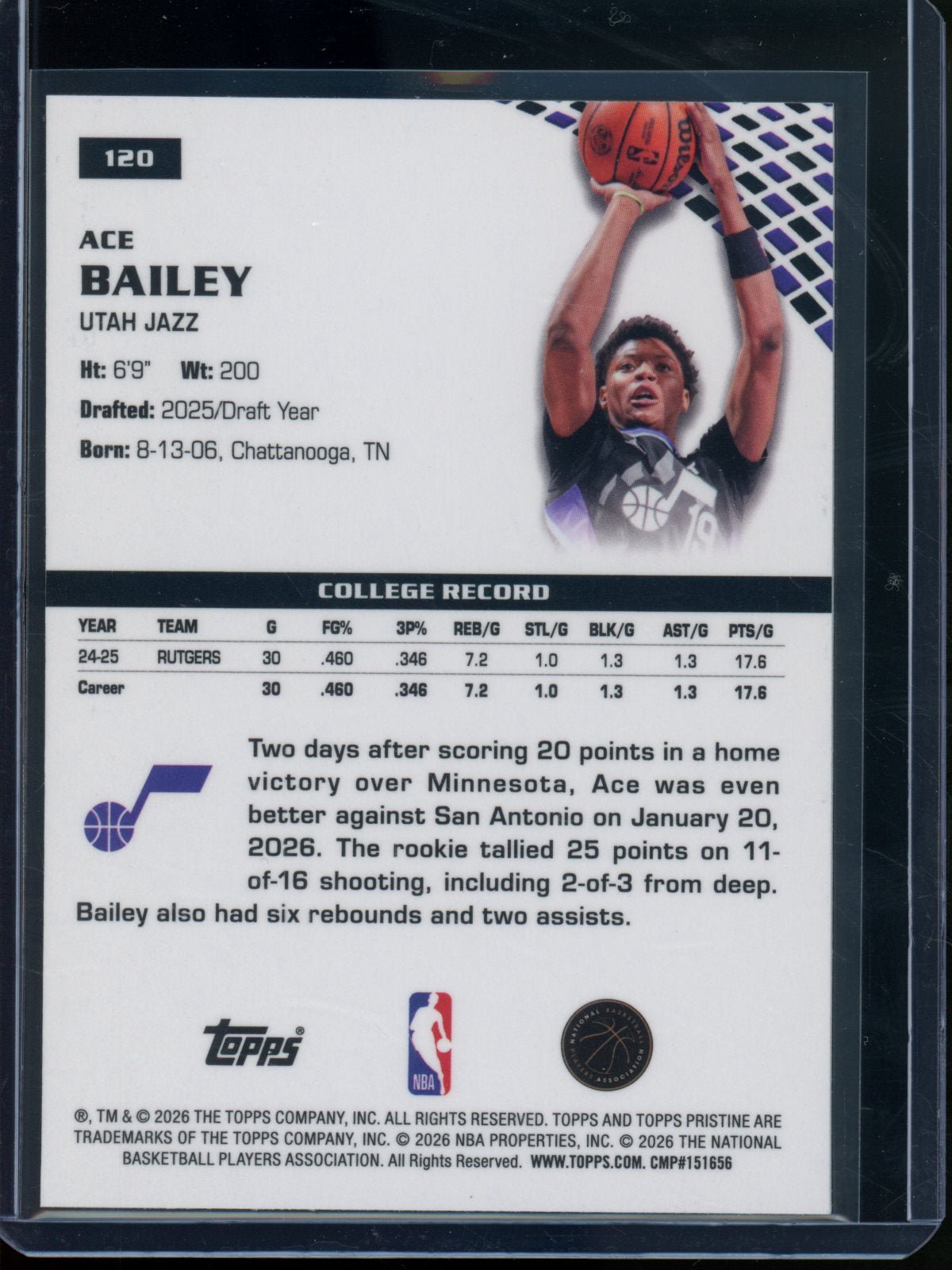 2025/26 Topps Pristine Ace Bailey Rookie RC Purple Refractor /99 Jazz - Trading Card Market