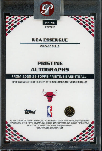2025/26 Topps Pristine Noa Essengue Rookie RC Blue Refractor Autograph Encased /75 Bulls - Trading Card Market