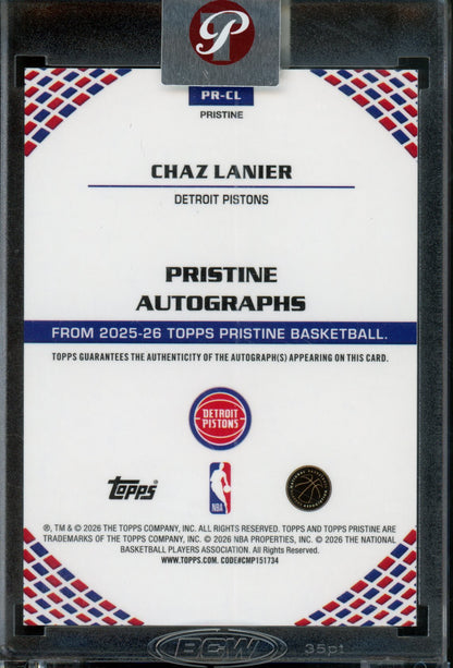 2025/26 Topps Pristine Chaz Lanier Rookie RC Pulse Refractor Encased Autograph Pistons - Trading Card Market