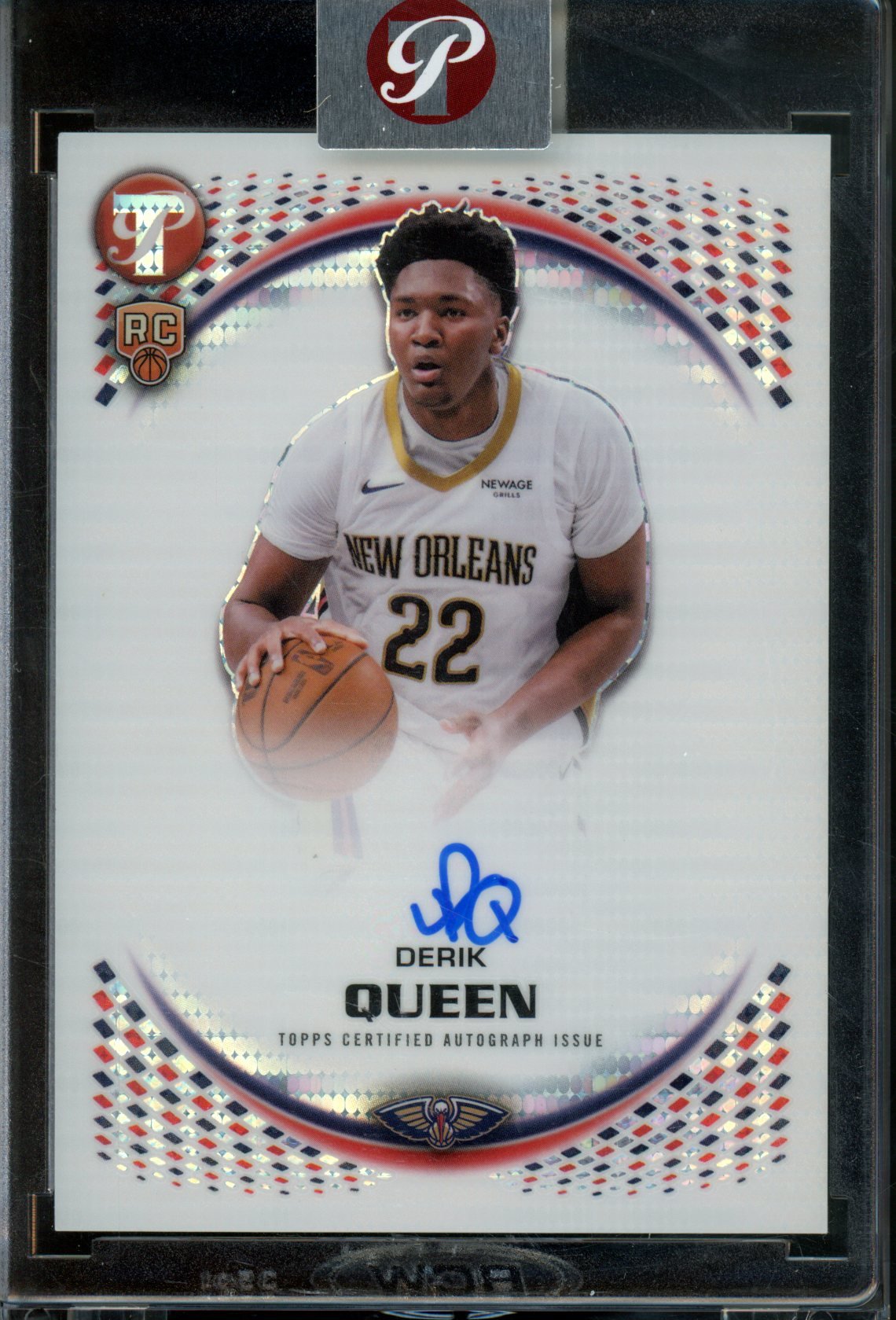 2025/26 Topps Pristine Derik Queen Rookie RC Refractor Encased Autograph Pelicans - Trading Card Market