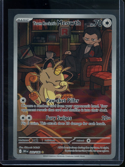 2025 Pokemon Destined Rivals Team Rocket's Meowth 203/182 - Trading Card Market
