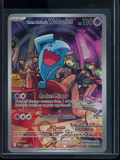 2025 Pokemon Scarlet & Violet Team Rocket's Wobbufet 203 Promo Pokemon Center Stamp - Trading Card Market