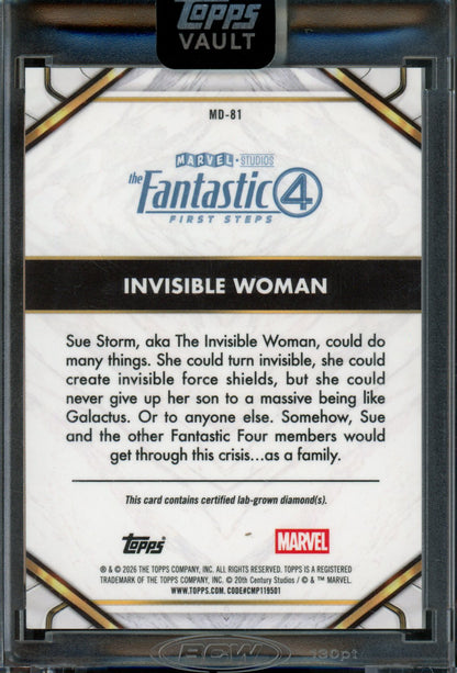 2026 Topps Vault Marvel Invisible Woman Dual Diamond Black Encased /10 Fantastic 4
