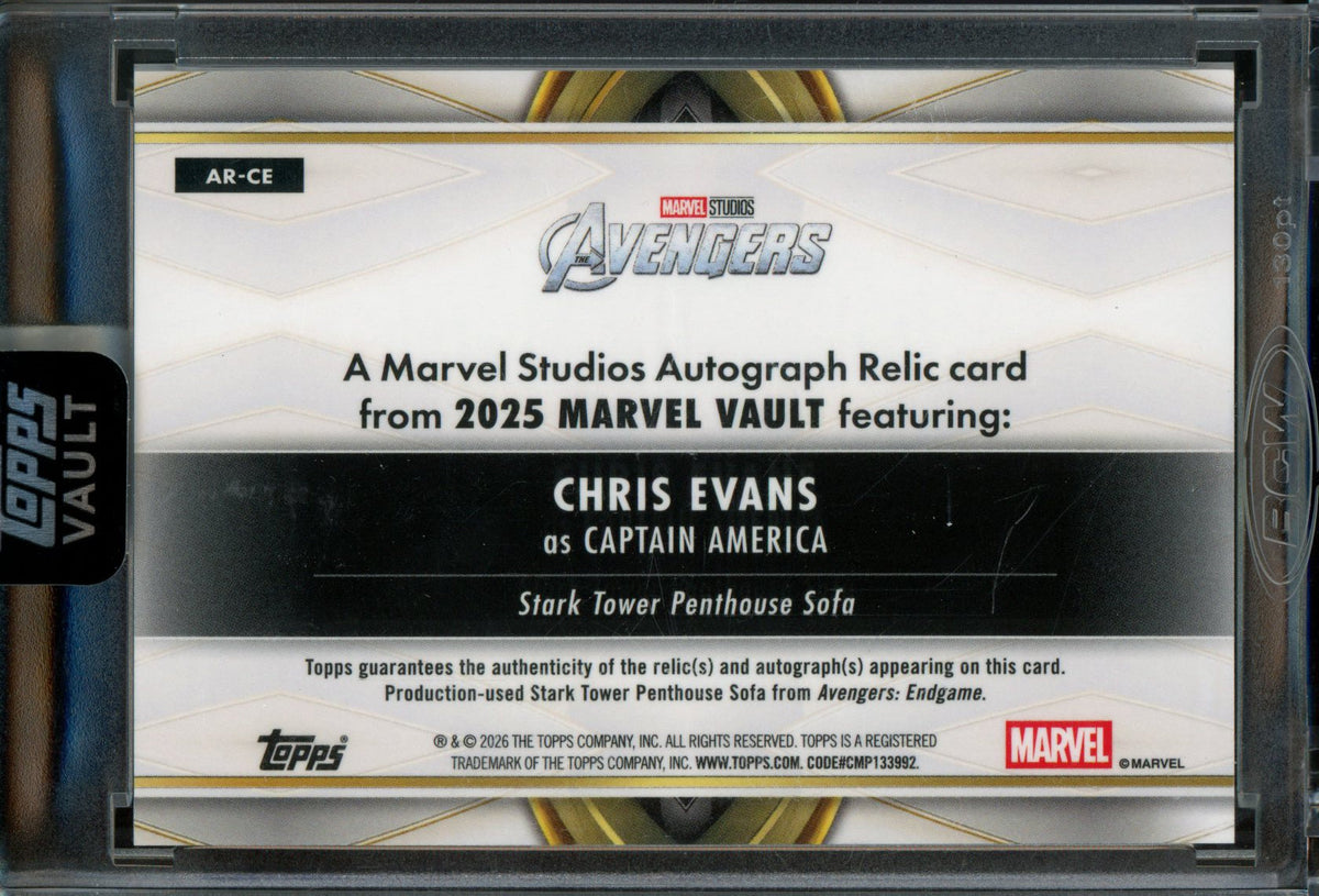 2026 Topps Vault Marvel Captain America Chris Evans Sofa Relic Autograph Encased /50