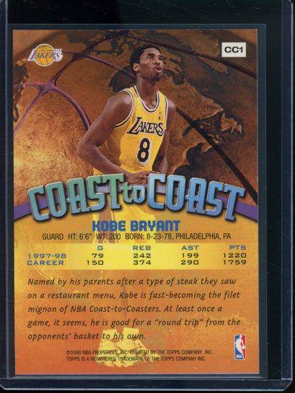 1998/99 Topps Kobe Bryant Coast to Coast Refractor Foil #CC1 Lakers