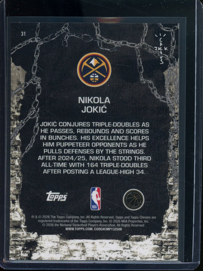 2025/26 Topps Cactus Jack Nikola Jokic Orange Refractor /25 Nuggets
