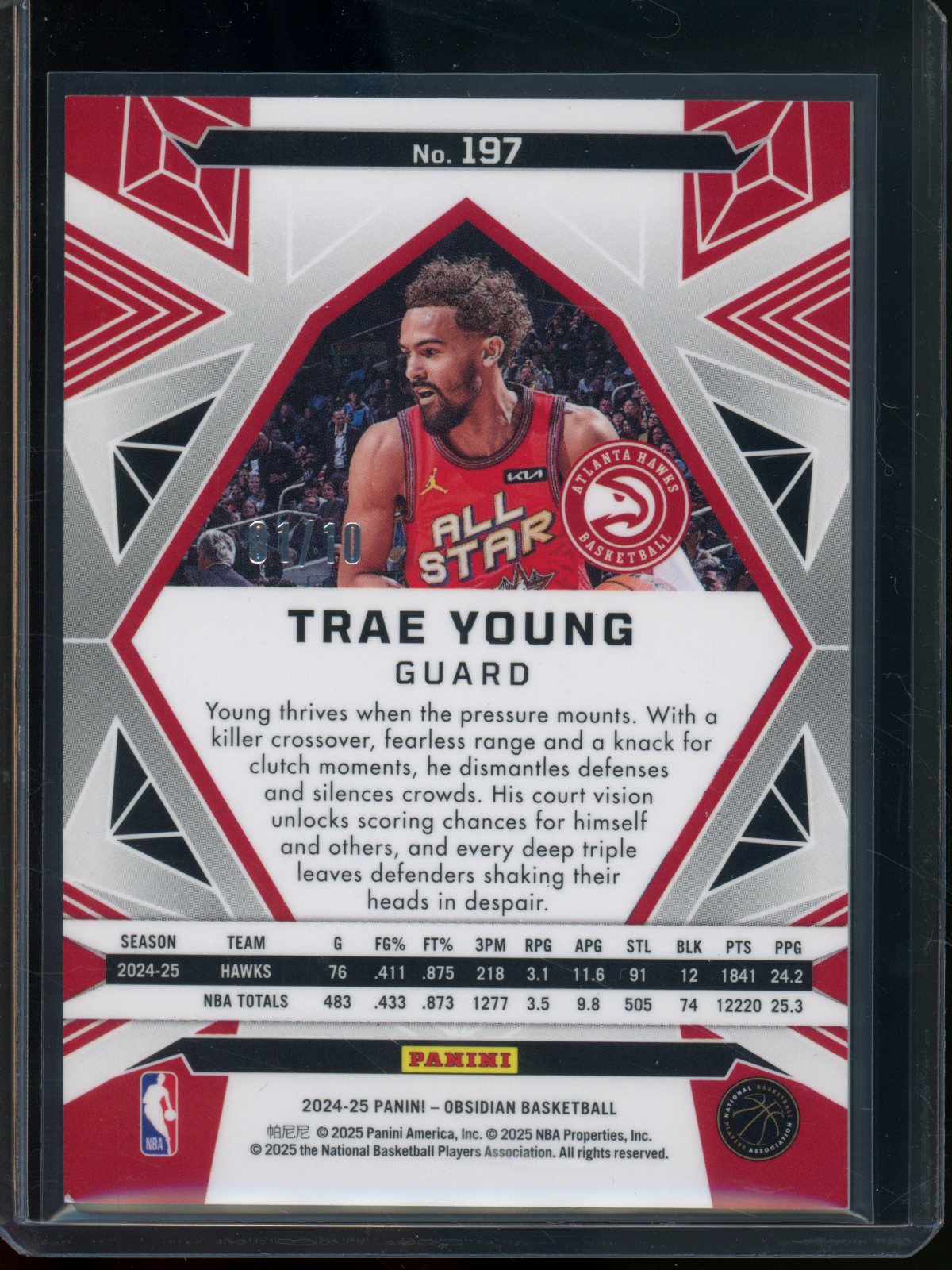 2024/25 Panini Obsidian Trae Young ASG Gold Mojo /10 Wizards