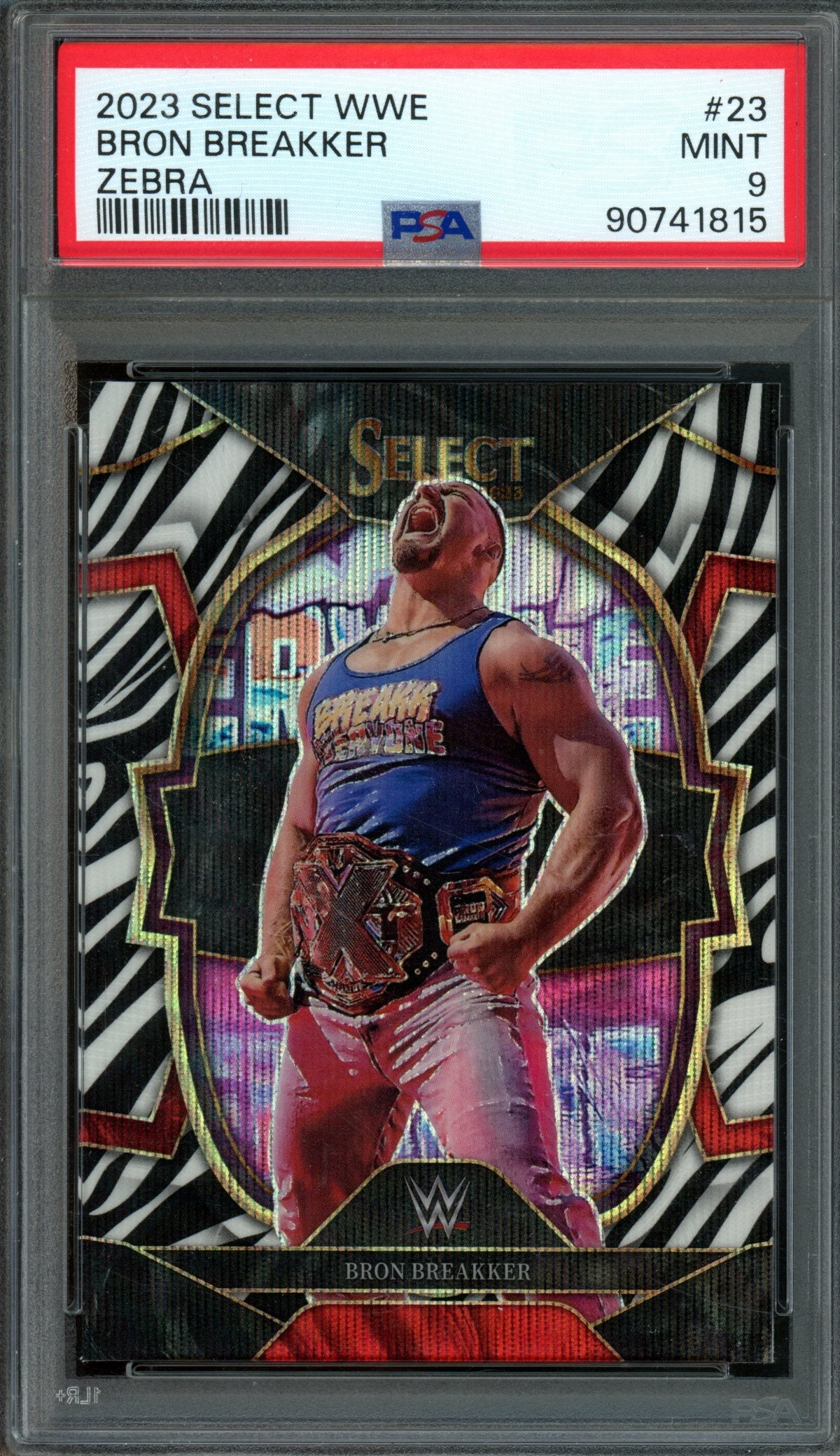 2023 Panini Select Bron Breakker Concourse Zebra SSP #23 PSA 9