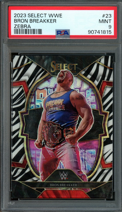 2023 Panini Select Bron Breakker Concourse Zebra SSP #23 PSA 9