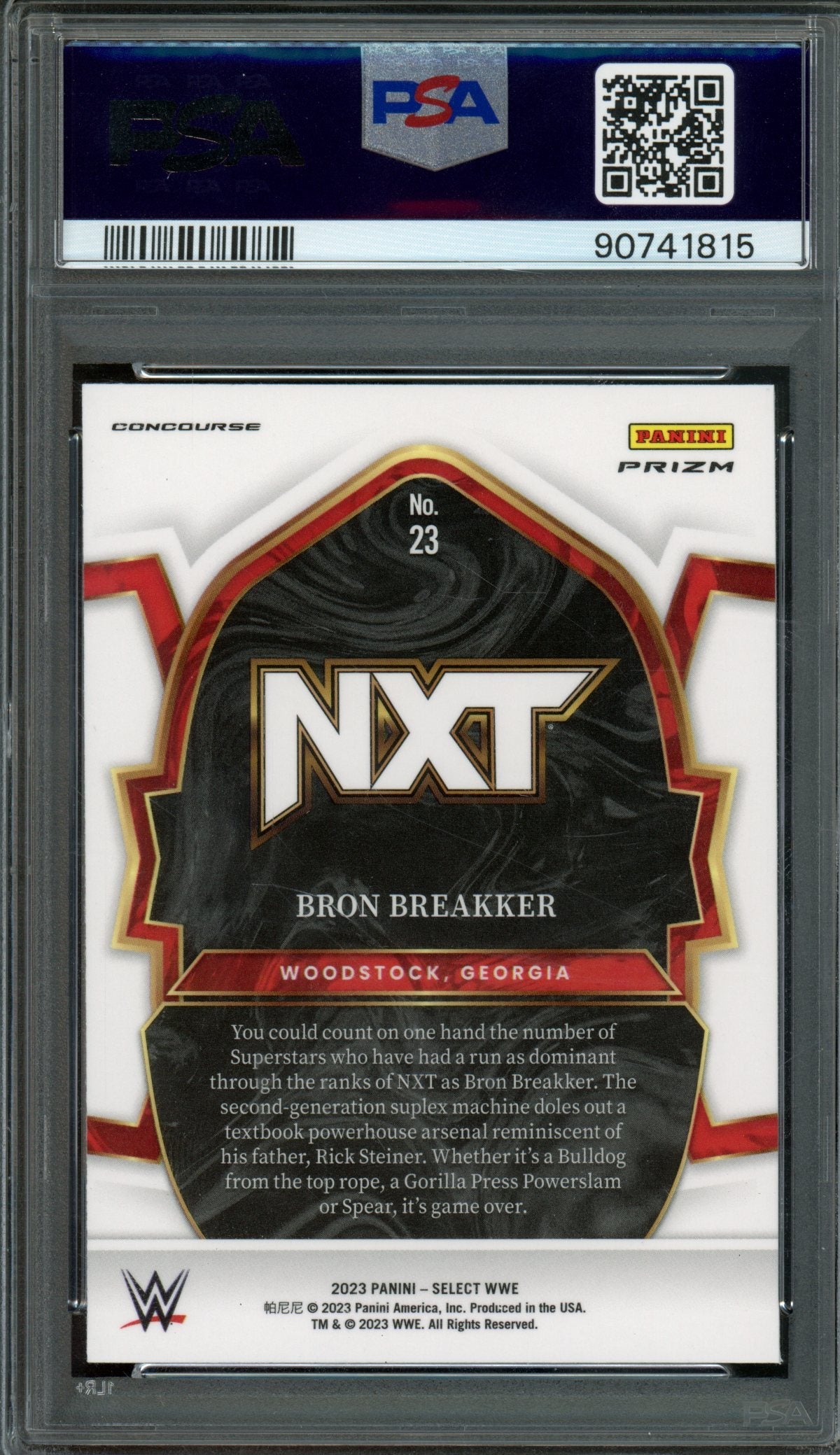 2023 Panini Select Bron Breakker Concourse Zebra SSP #23 PSA 9
