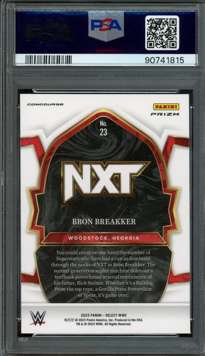 2023 Panini Select Bron Breakker Concourse Zebra SSP #23 PSA 9