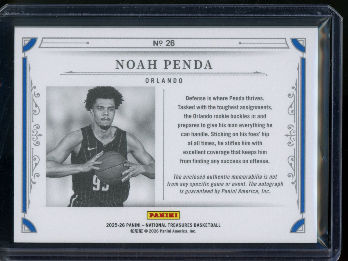 2025/26 Panini National Treasures Noah Penda Rookie RC Jersey Patch Autograph /99 Magic - Trading Card Market