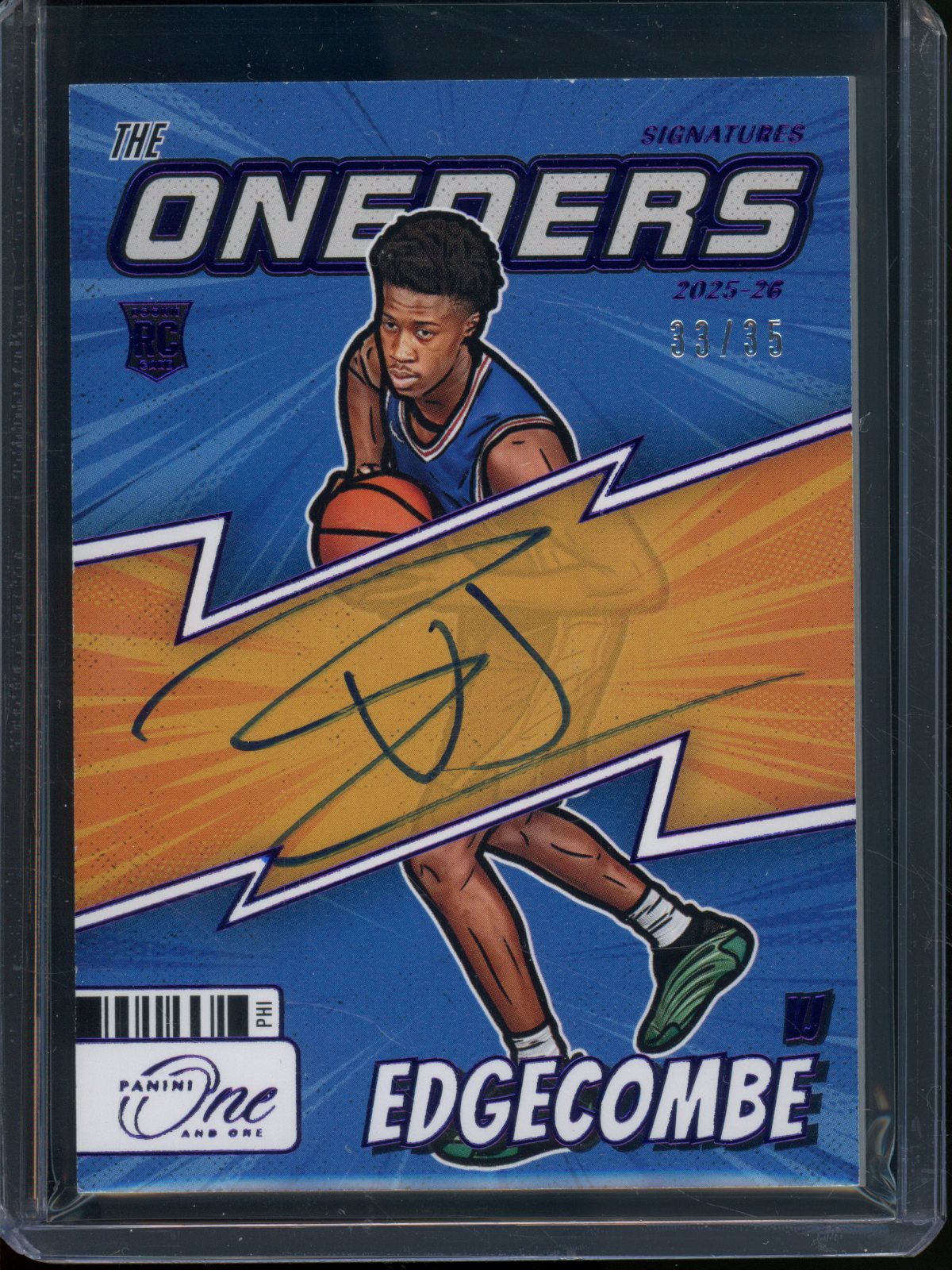 2025/26 Panini One and One VJ Edgecombe Rookie RC Oneders Autograph /35 76ers