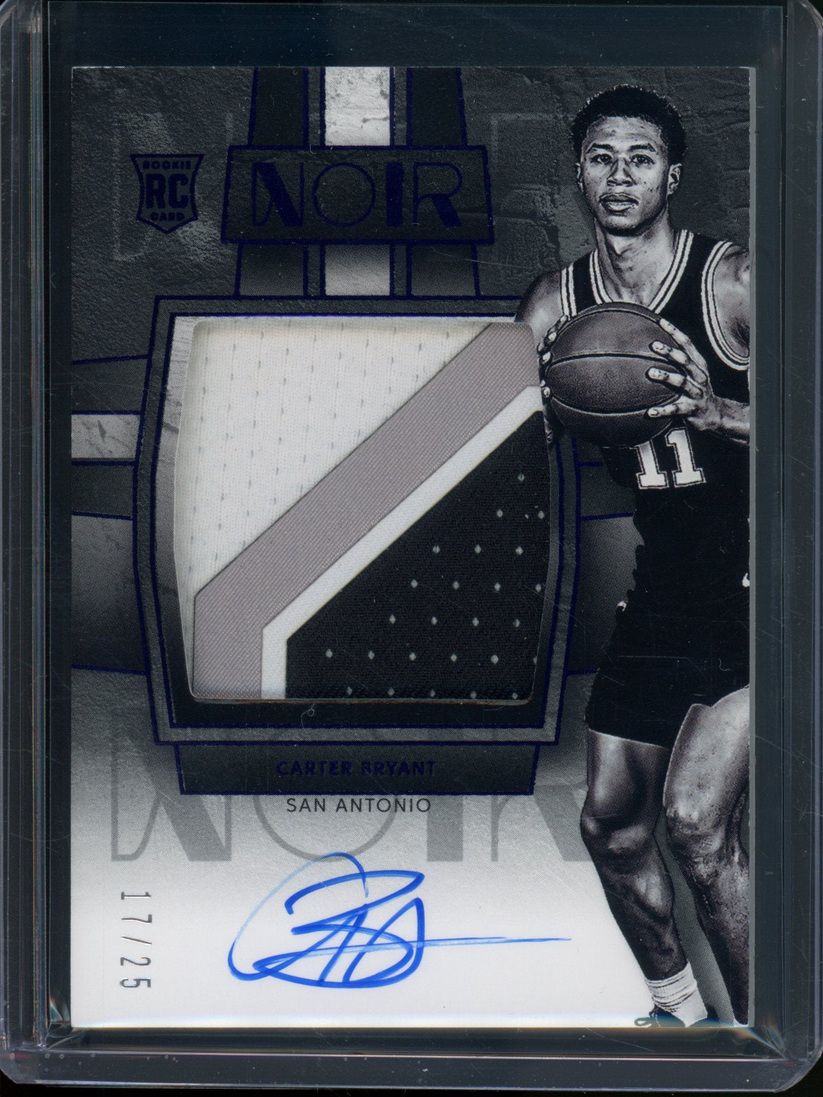 2025/26 Panini Noir Carter Bryant Rookie RC Jersey Relic Autograph /25 Spurs