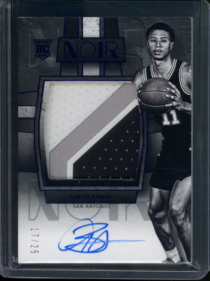 2025/26 Panini Noir Carter Bryant Rookie RC Jersey Relic Autograph /25 Spurs