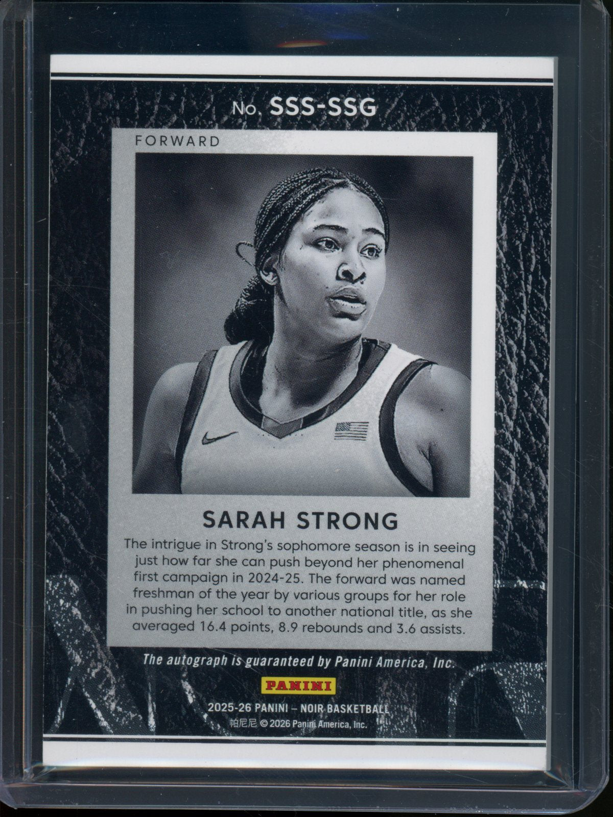 2025/26 Panini Noir Sarah Strong Snapshot Signatures /35 #SSS-SSG - Trading Card Market