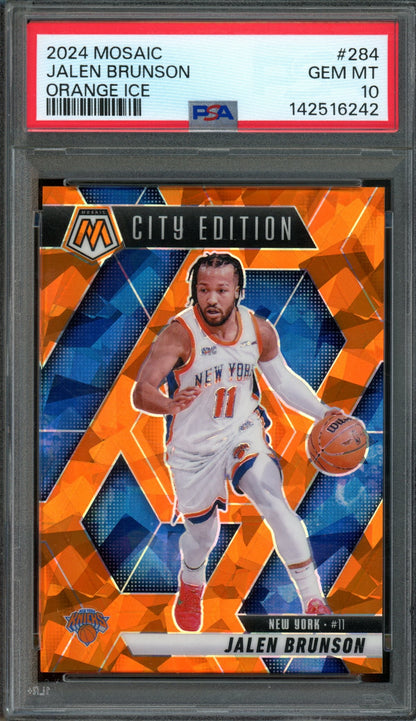 2024/25 Panini Mosaic Jalen Brunson Orange Ice /49 PSA 10 Knicks