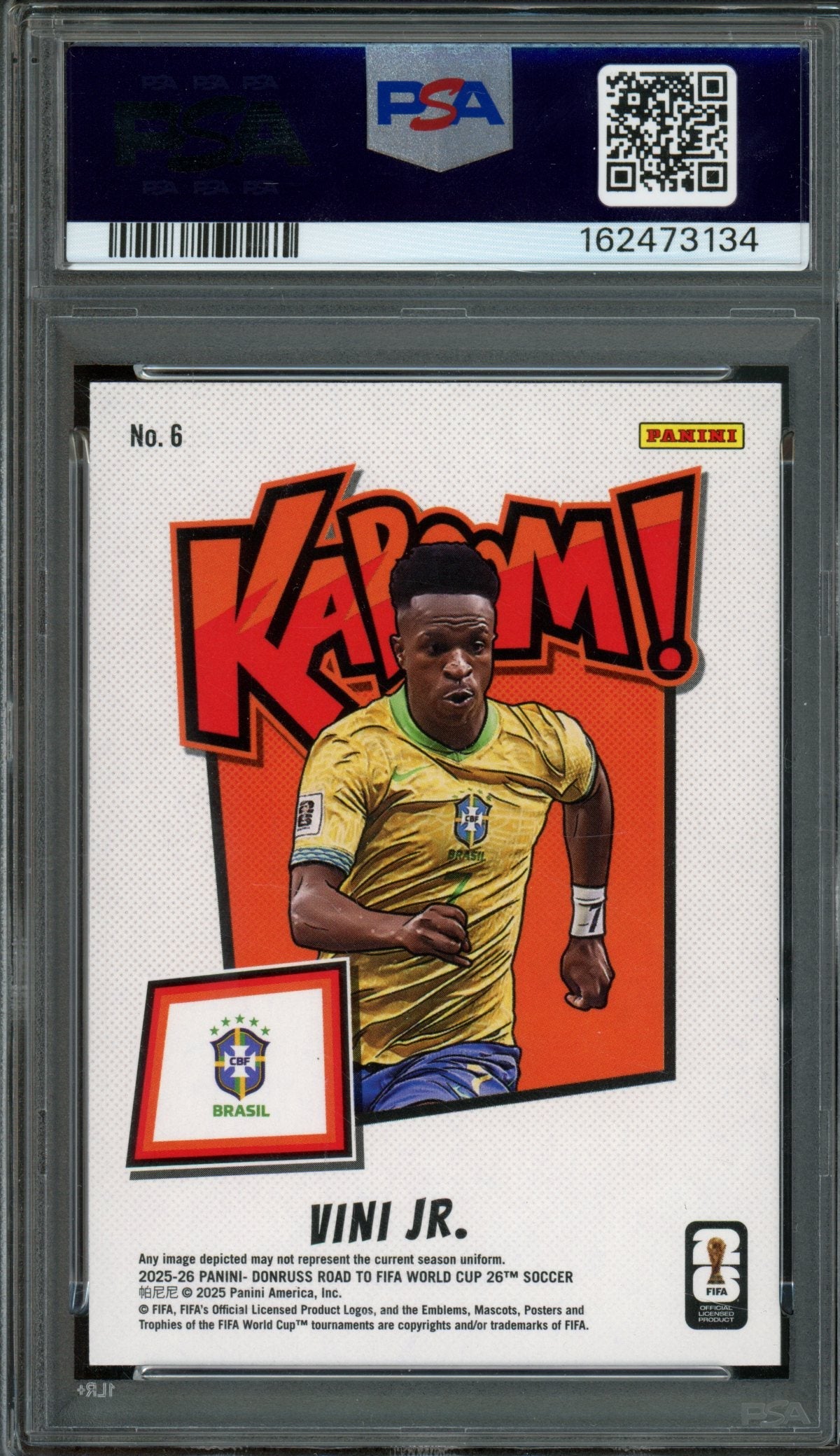 2025/26 Panini Donruss Vini Jr. Kabbom! Case Hit SSP #6 PSA 9 Brazil