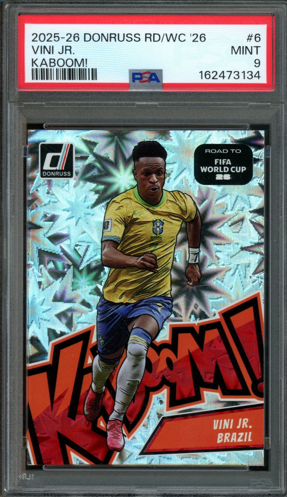 2025/26 Panini Donruss Vini Jr. Kabbom! Case Hit SSP #6 PSA 9 Brazil
