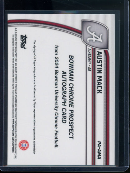 2024 Bowman Chrome U Austin Mack 1st Autograph Alabama