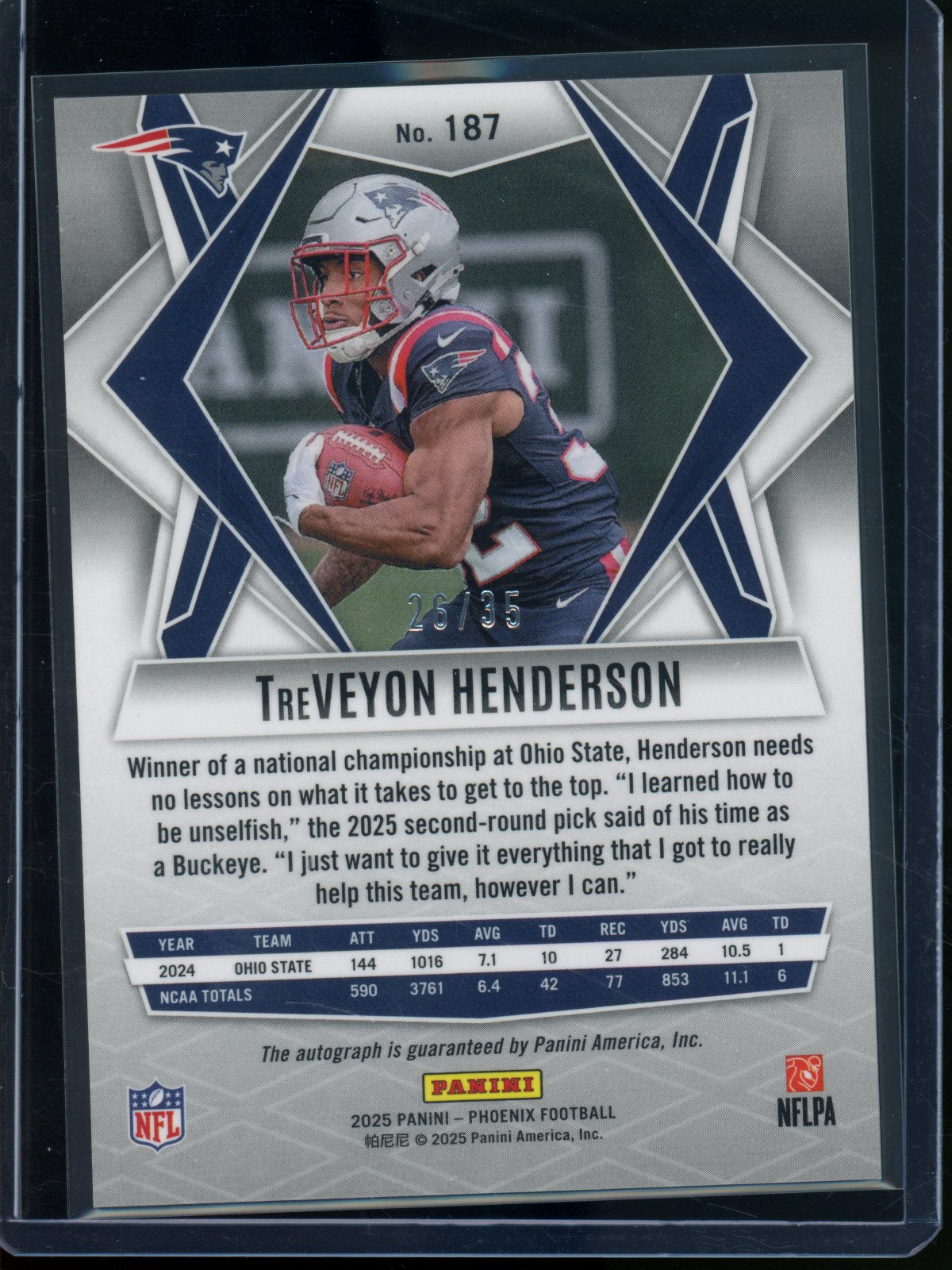 2025 Panini Phoenix TreVeyon Henderson Rookie RC Snowflake Autograph /35 Bills