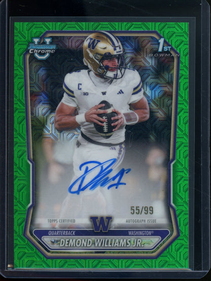 2026 Bowman Chrome U Demond Williams Jr. 1st Green Mojo Refractor Auto /99 Washington