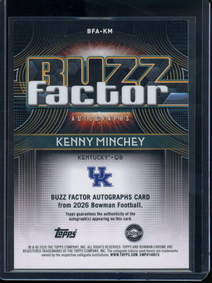 2026 Bowman Chrome U Kenny Minchey Buzz Factor Refractor Autograph Kentucky
