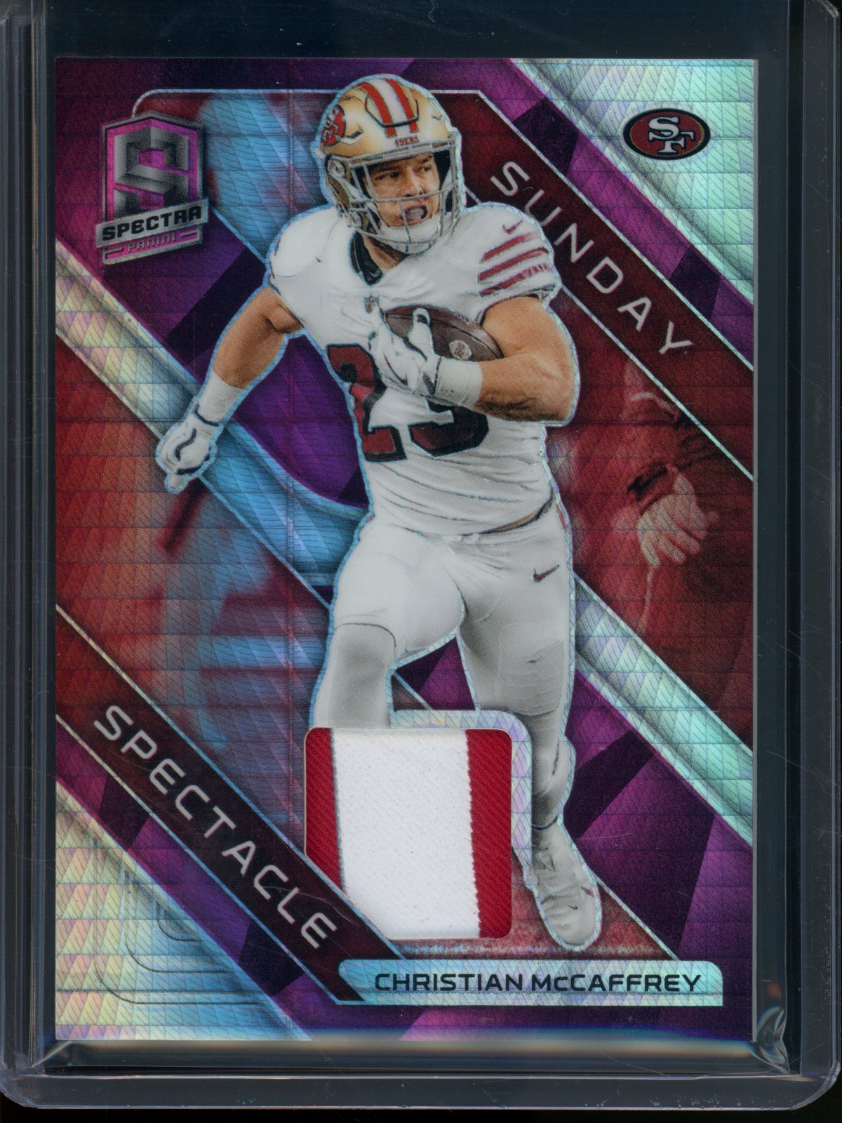 2023 Panini Spectra Christian McCaffrey Sunday Spectacle Jersey Relic /15 49ers