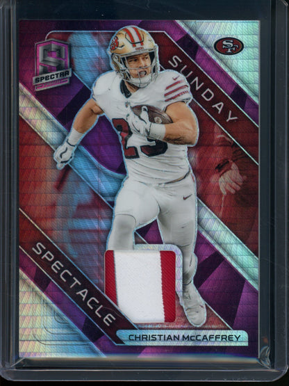 2023 Panini Spectra Christian McCaffrey Sunday Spectacle Jersey Relic /15 49ers