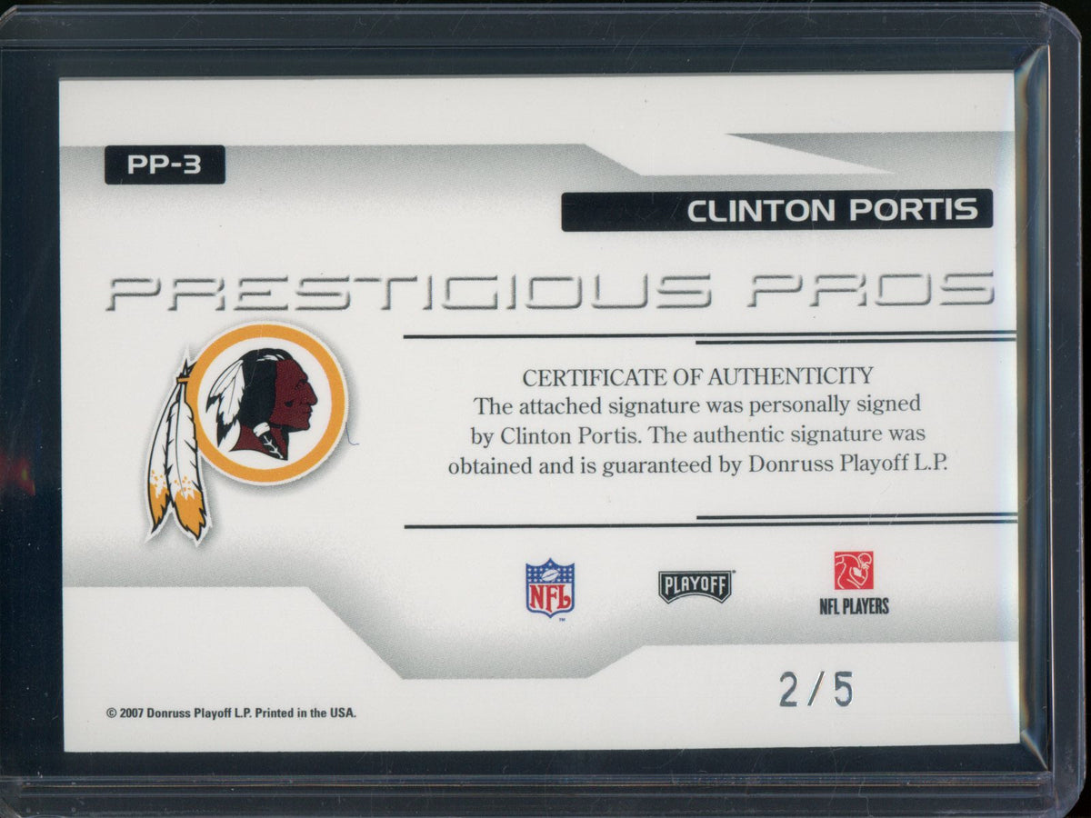 2007 Panini Prestige Clinton Portis Prestigious Pros Autograph /5 Commanders