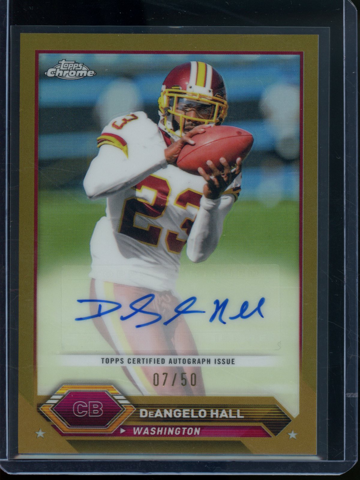 2024 Topps Chrome DeAngelo Hall Gold Refractor Autograph /50 Commanders