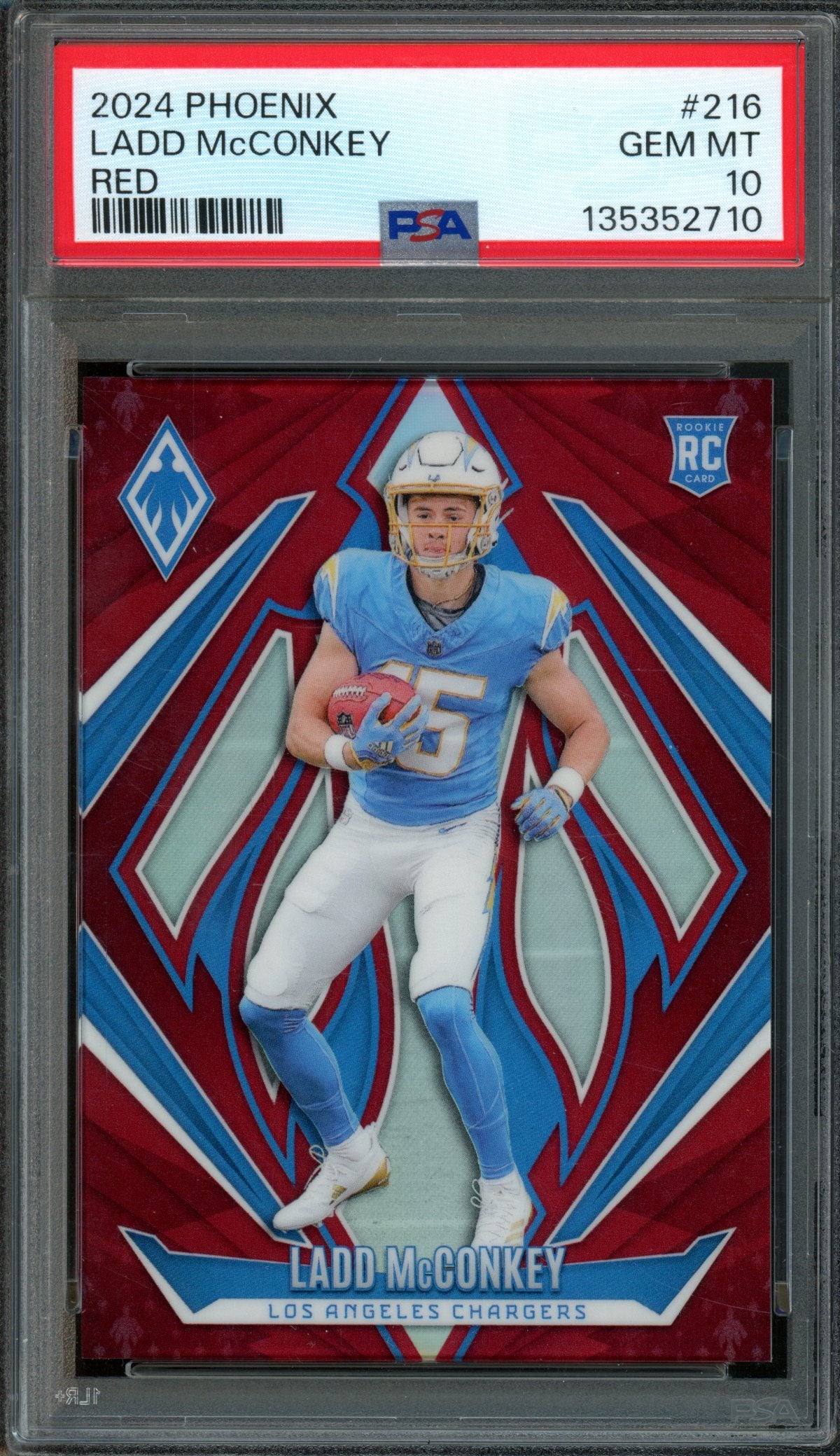 2024 Panini Phoenix Ladd McConkey Rookie RC Red /99 PSA 10 Chargers