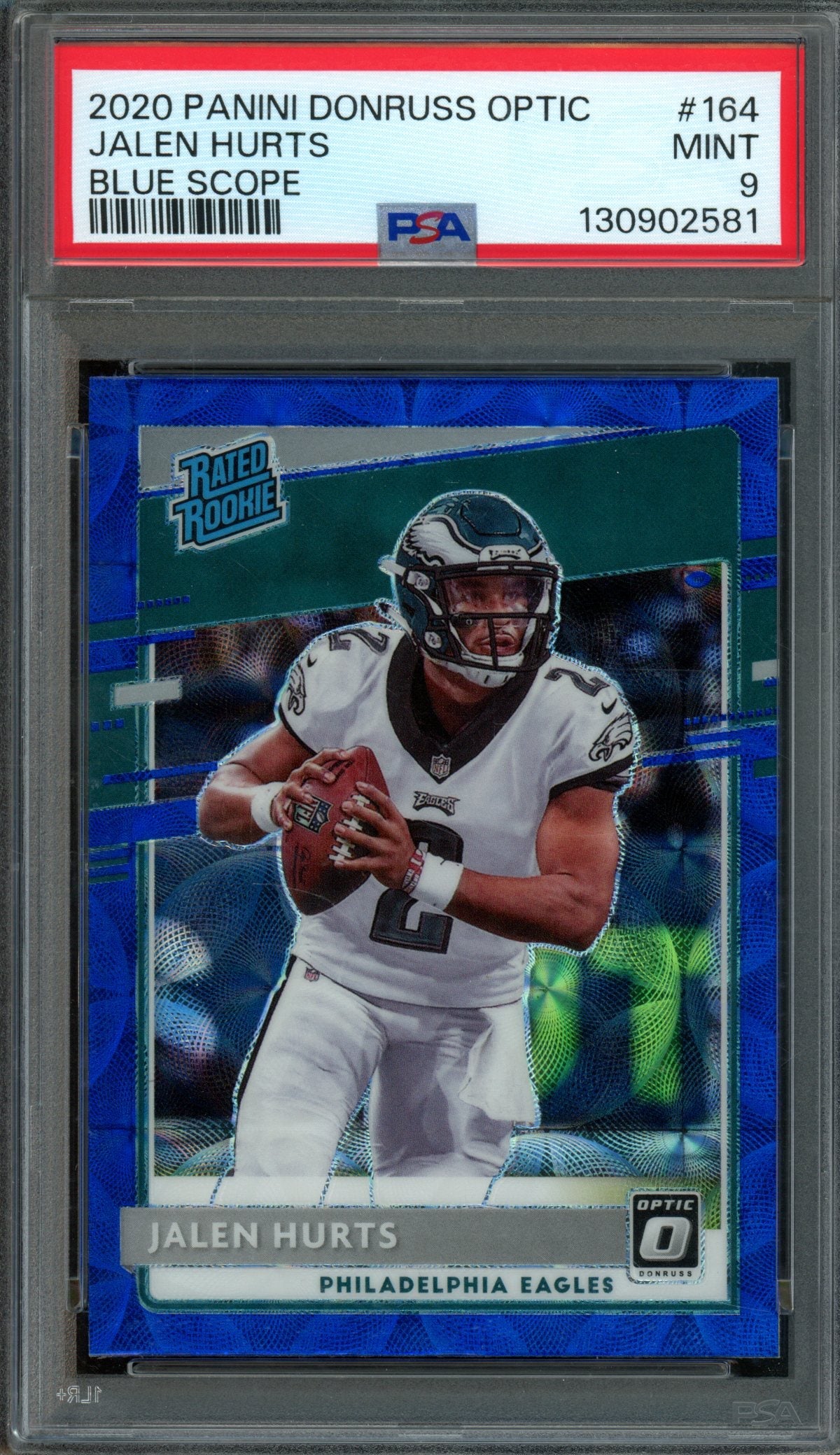 2020 Panini Optic Jalen Hurts Rated Rookie Blue Scope #164 PSA 9 Eagles