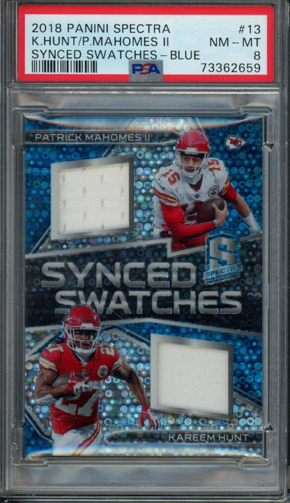 2018 Panini Spectra Mahomes / Hunt Synced Swatches Dual Jersey Relic /75 PSA 8 Chiefs - Trading Card Market